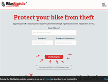 Tablet Screenshot of bikeregister.com